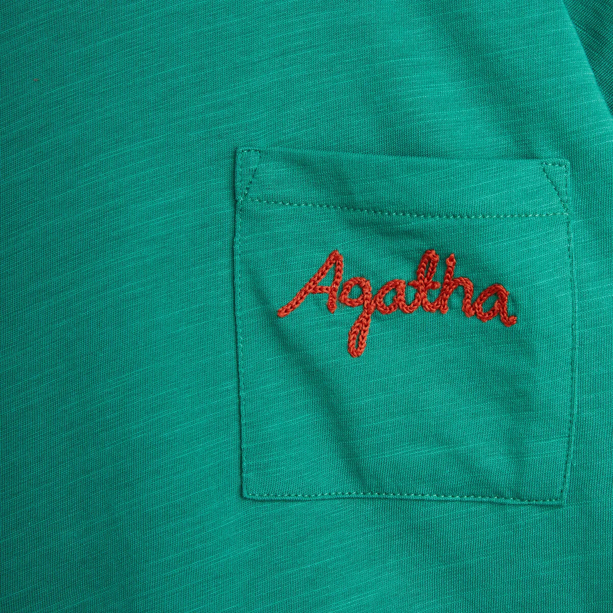 Agatha Embroidered Long Sleeve Tee in Green by Mini Rodini