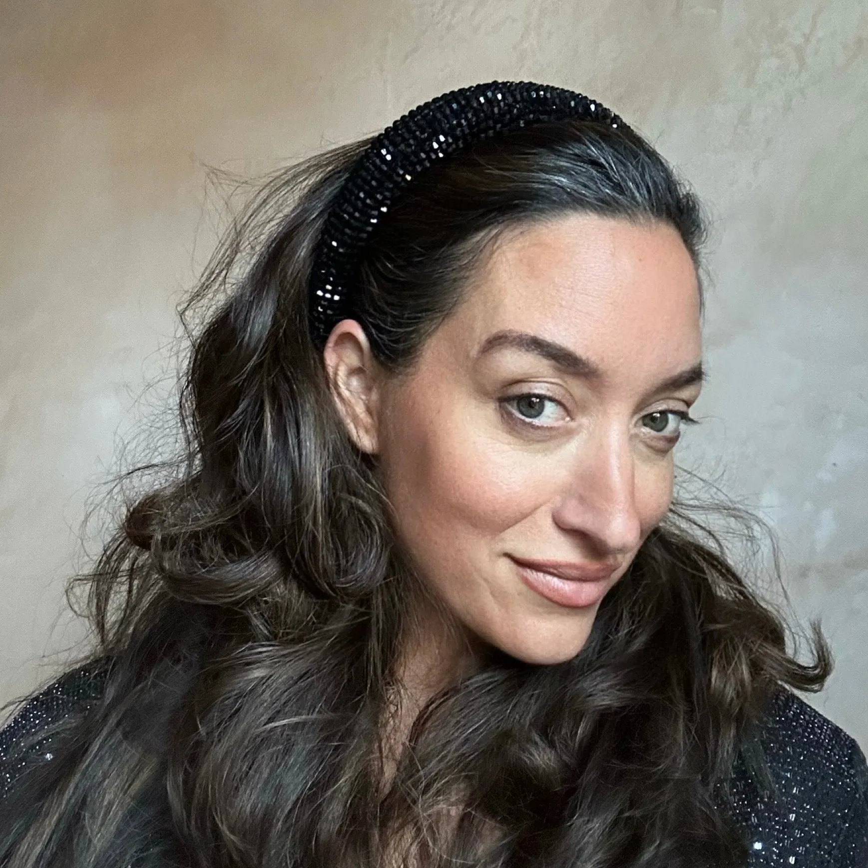 'Anais' Black Crystal Headband