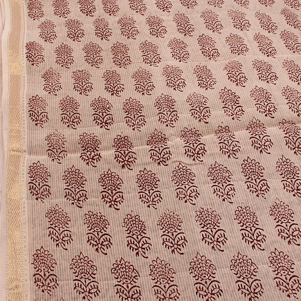 Bagh Hand Block Printed Maheshwari Silk Unstitched 3 Piece Suit Set