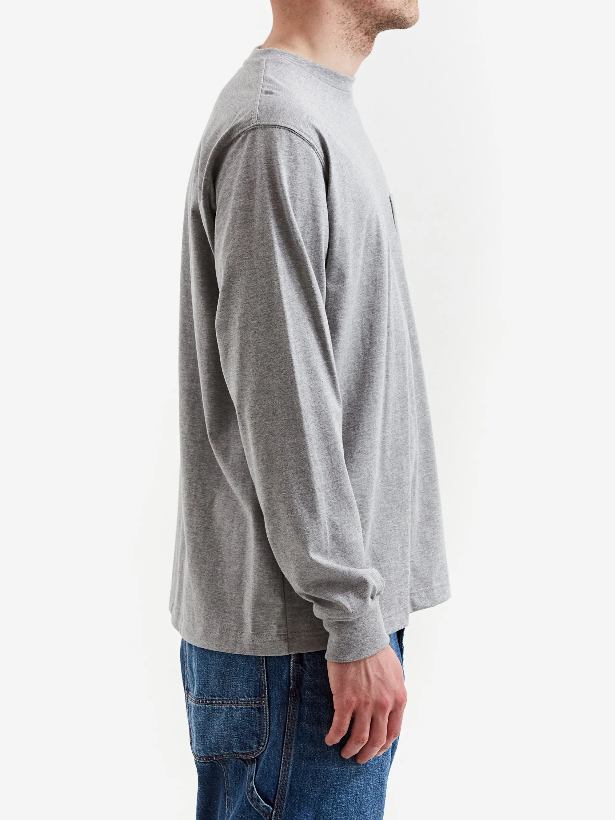 Beams Plus Longsleeve Pocket T-Shirt 40/2 - Heather Grey