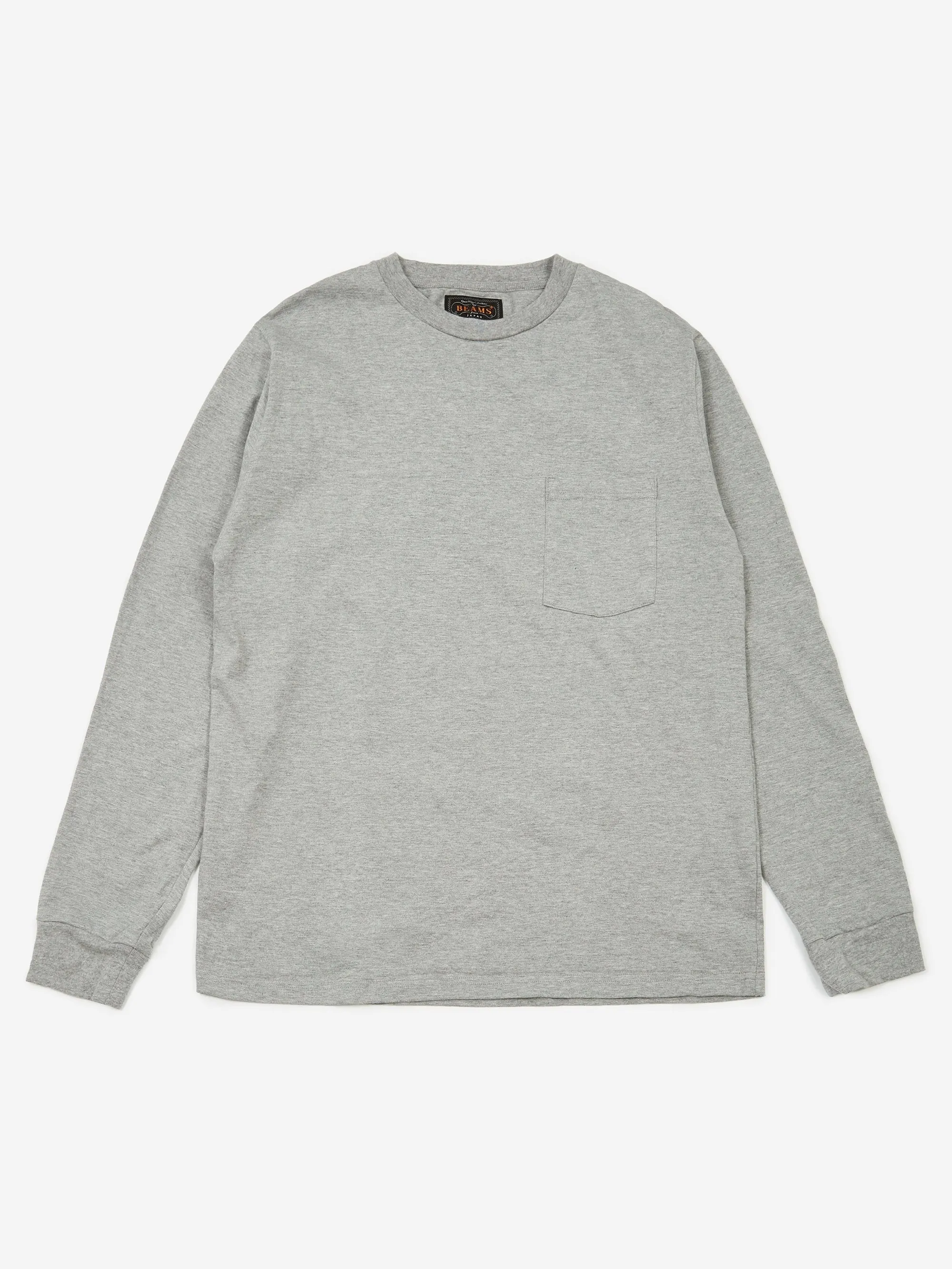 Beams Plus Longsleeve Pocket T-Shirt 40/2 - Heather Grey