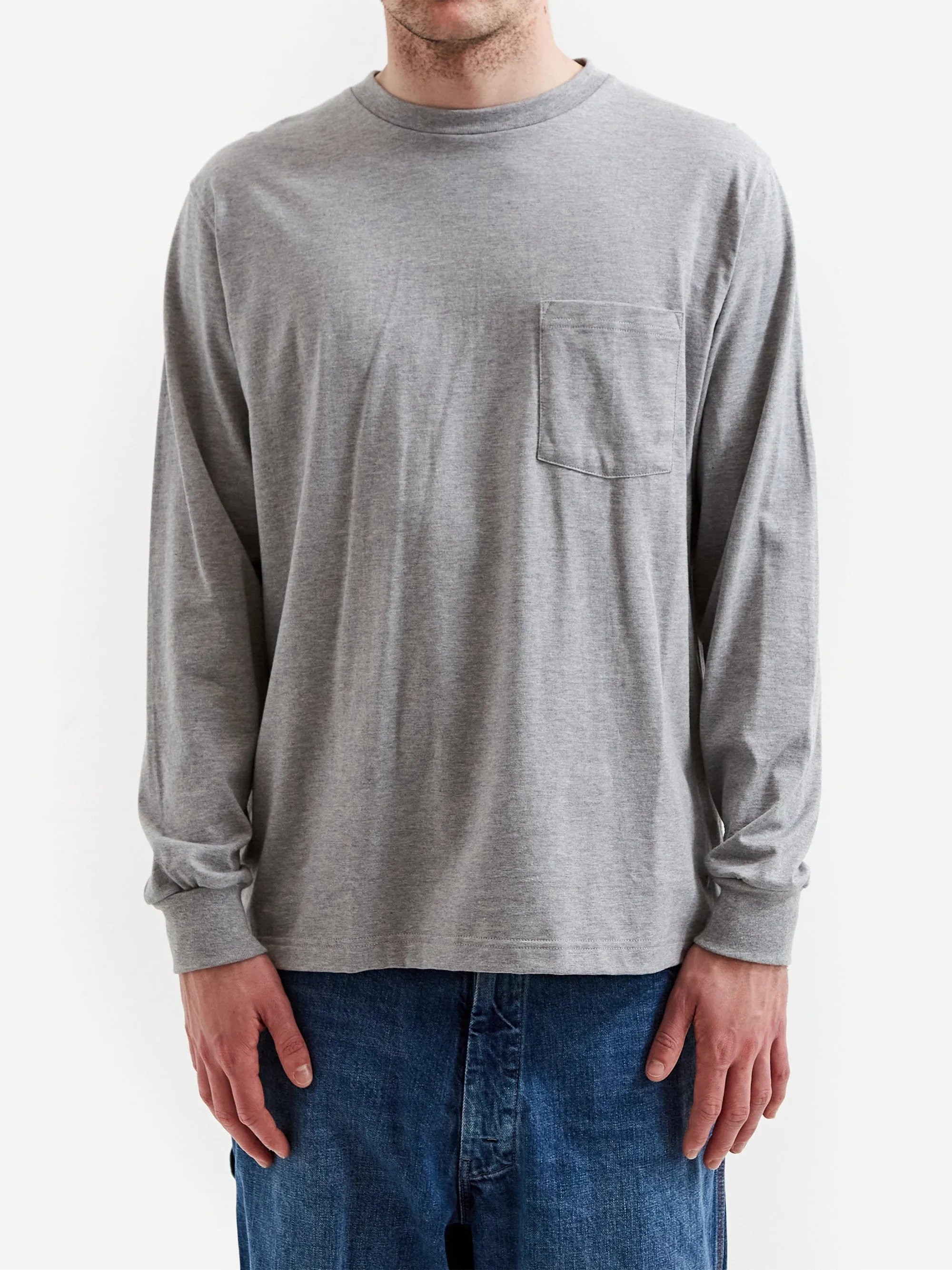 Beams Plus Longsleeve Pocket T-Shirt 40/2 - Heather Grey