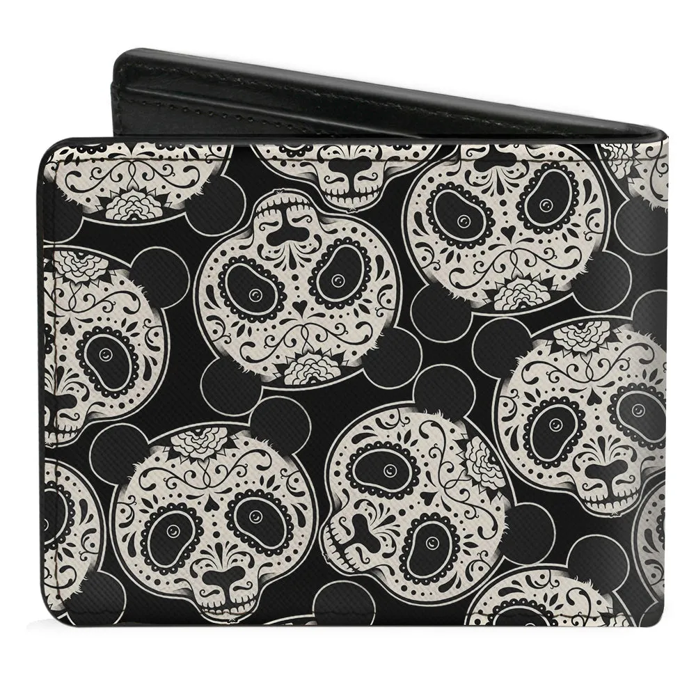 Bi-Fold Wallet - Panda Bear Sugar Skull Scattered Black White by Buckle-Down