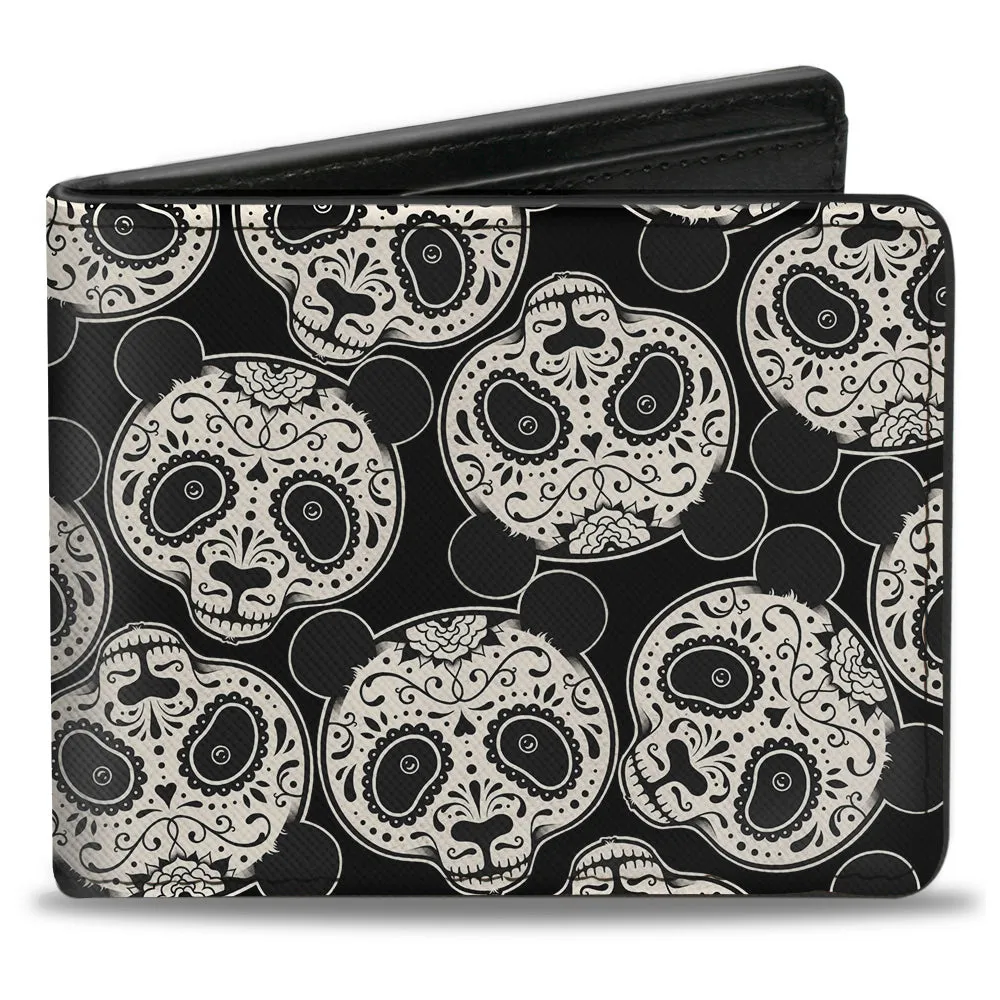Bi-Fold Wallet - Panda Bear Sugar Skull Scattered Black White by Buckle-Down