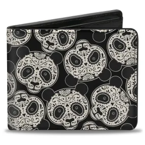 Bi-Fold Wallet - Panda Bear Sugar Skull Scattered Black White by Buckle-Down