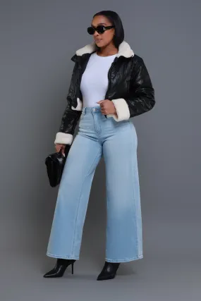 Bite Your Tongue High Rise Wide Leg Jeans - Light Wash