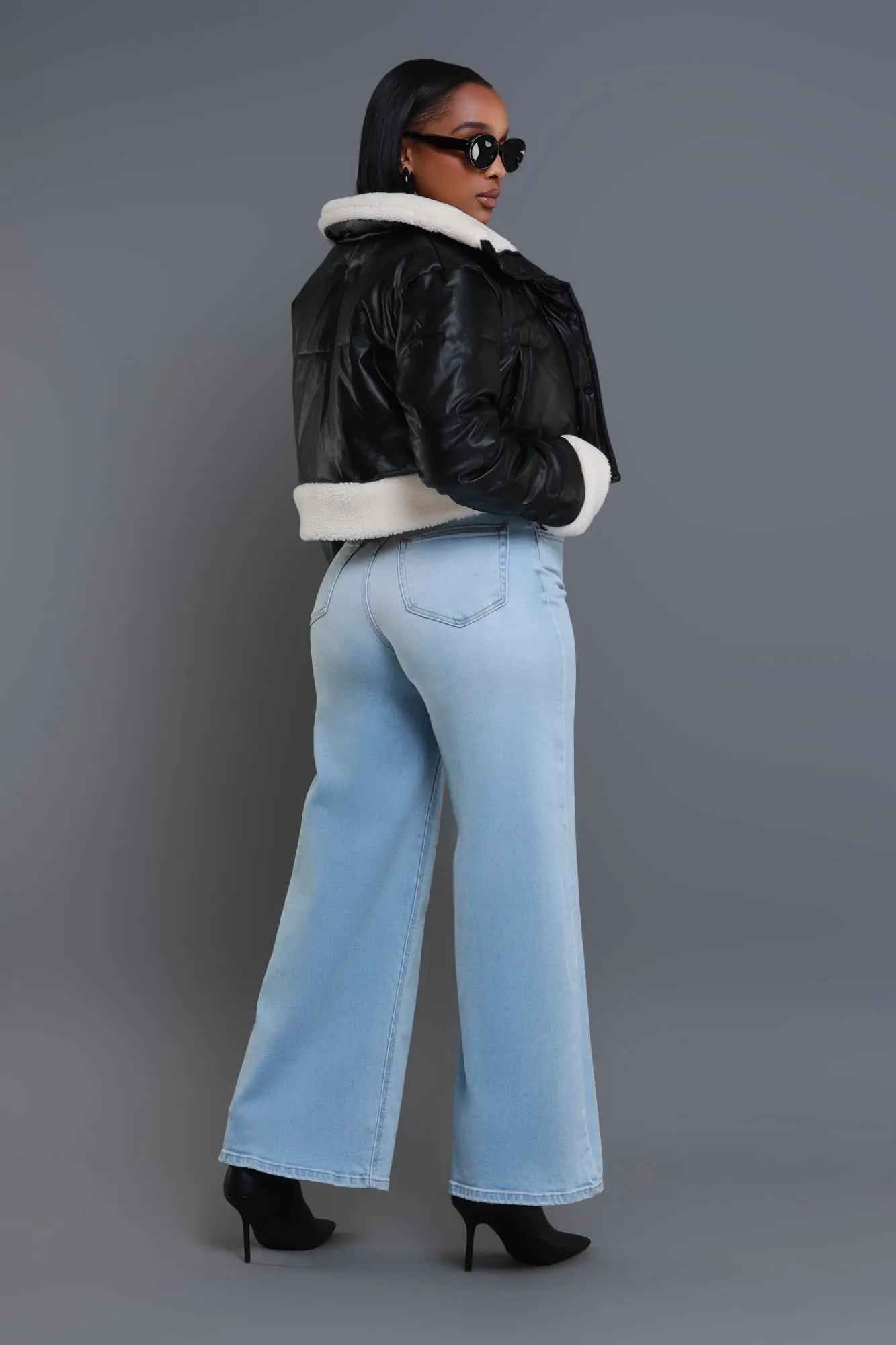 Bite Your Tongue High Rise Wide Leg Jeans - Light Wash