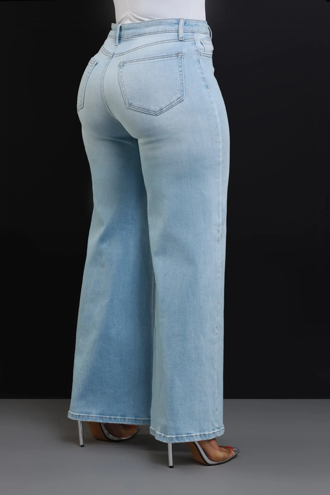 Bite Your Tongue High Rise Wide Leg Jeans - Light Wash