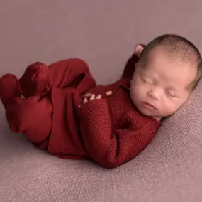 Bordeaux · Organic Cotton Newborn Sweater Knit Set