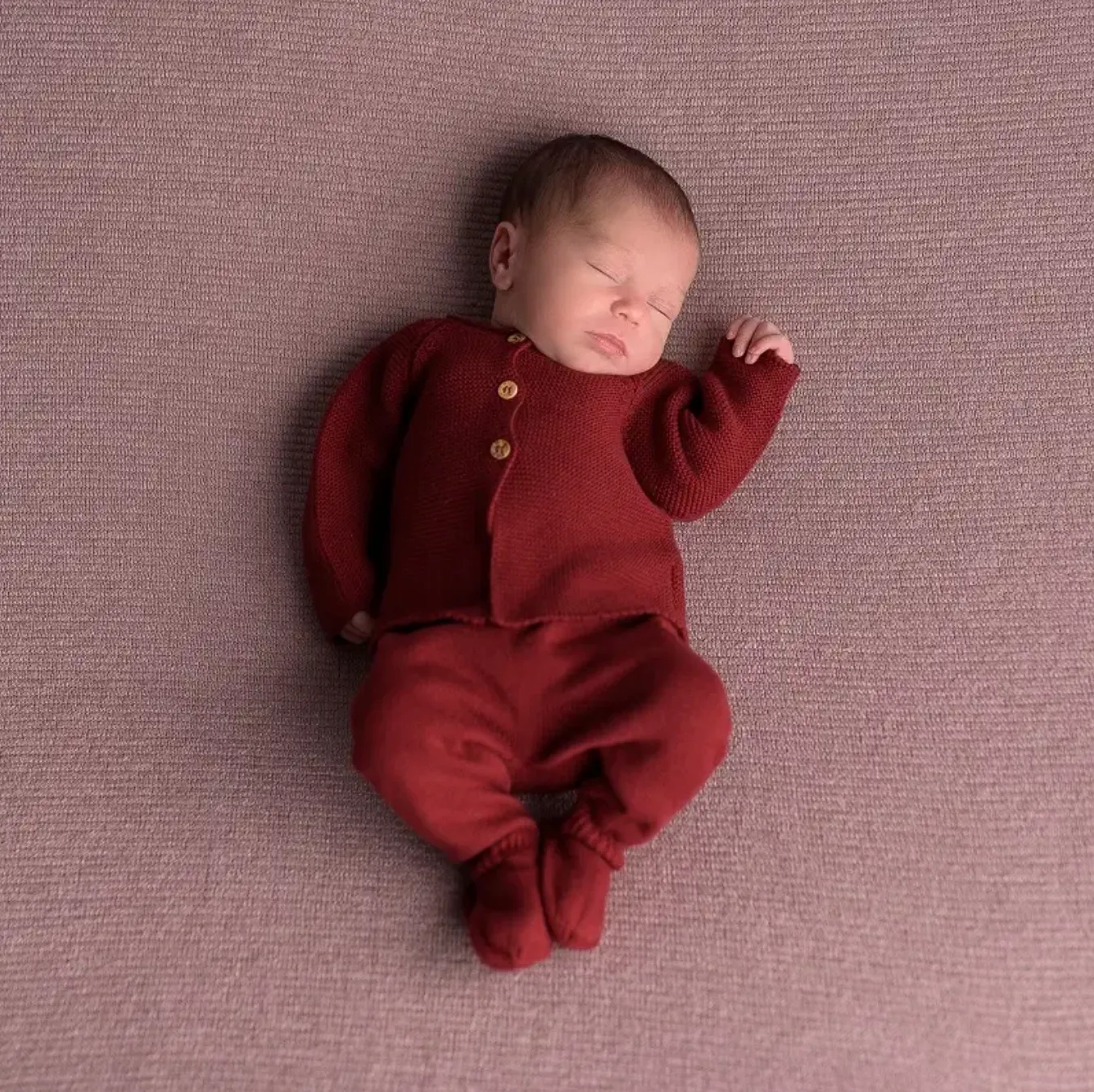 Bordeaux · Organic Cotton Newborn Sweater Knit Set