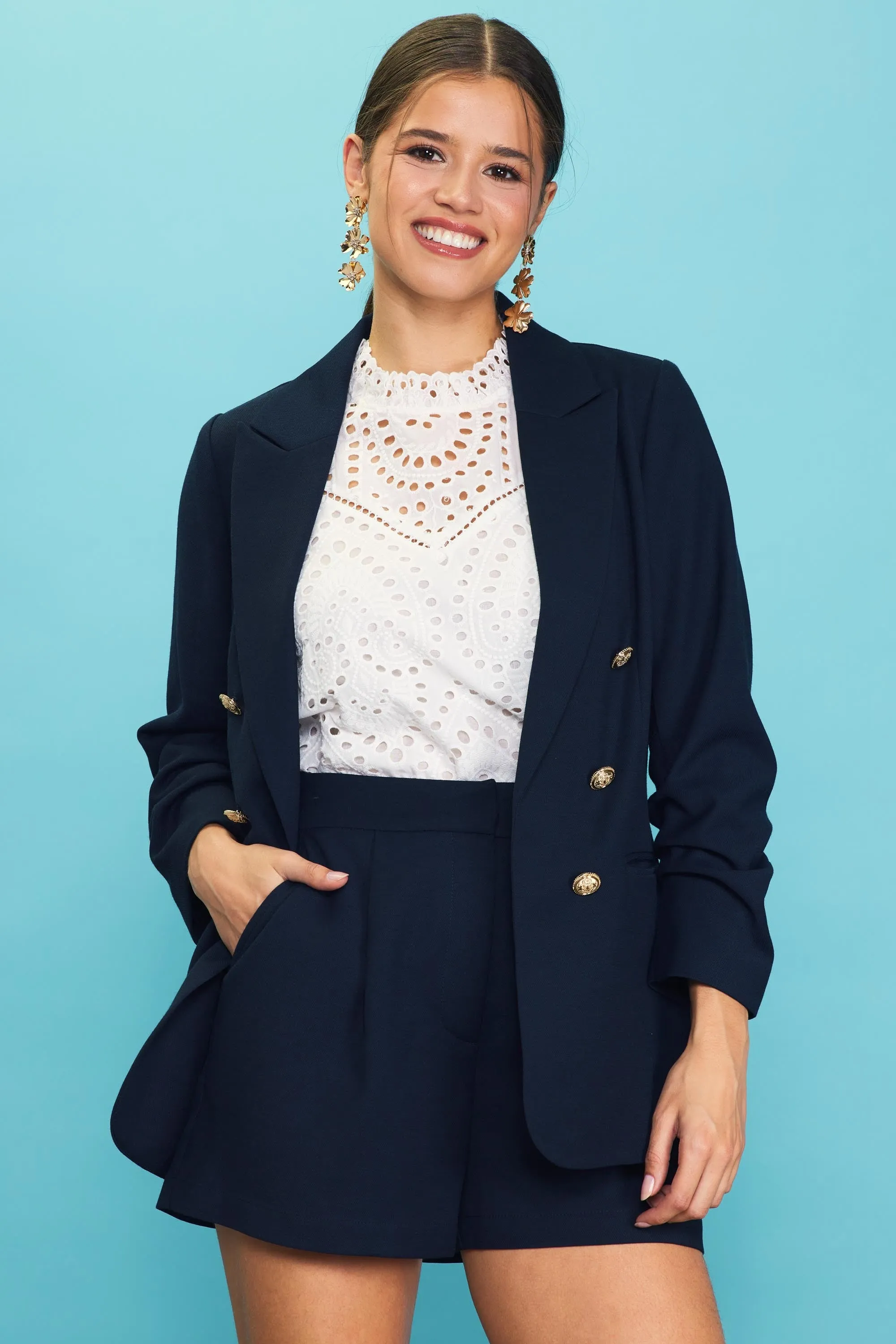 BRANDI BUTTON DETAIL BLAZER