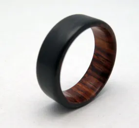 Carbon Fiber with Rosewood Lining Wedding Band