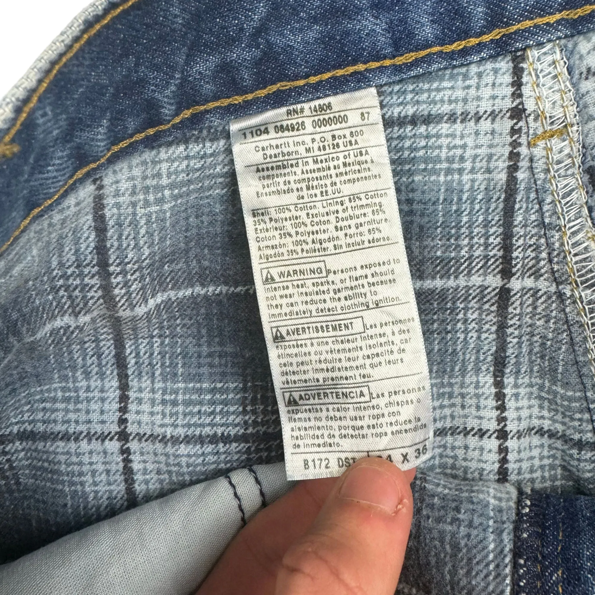 Carhartt Flannel Lined Denim Trousers Blue