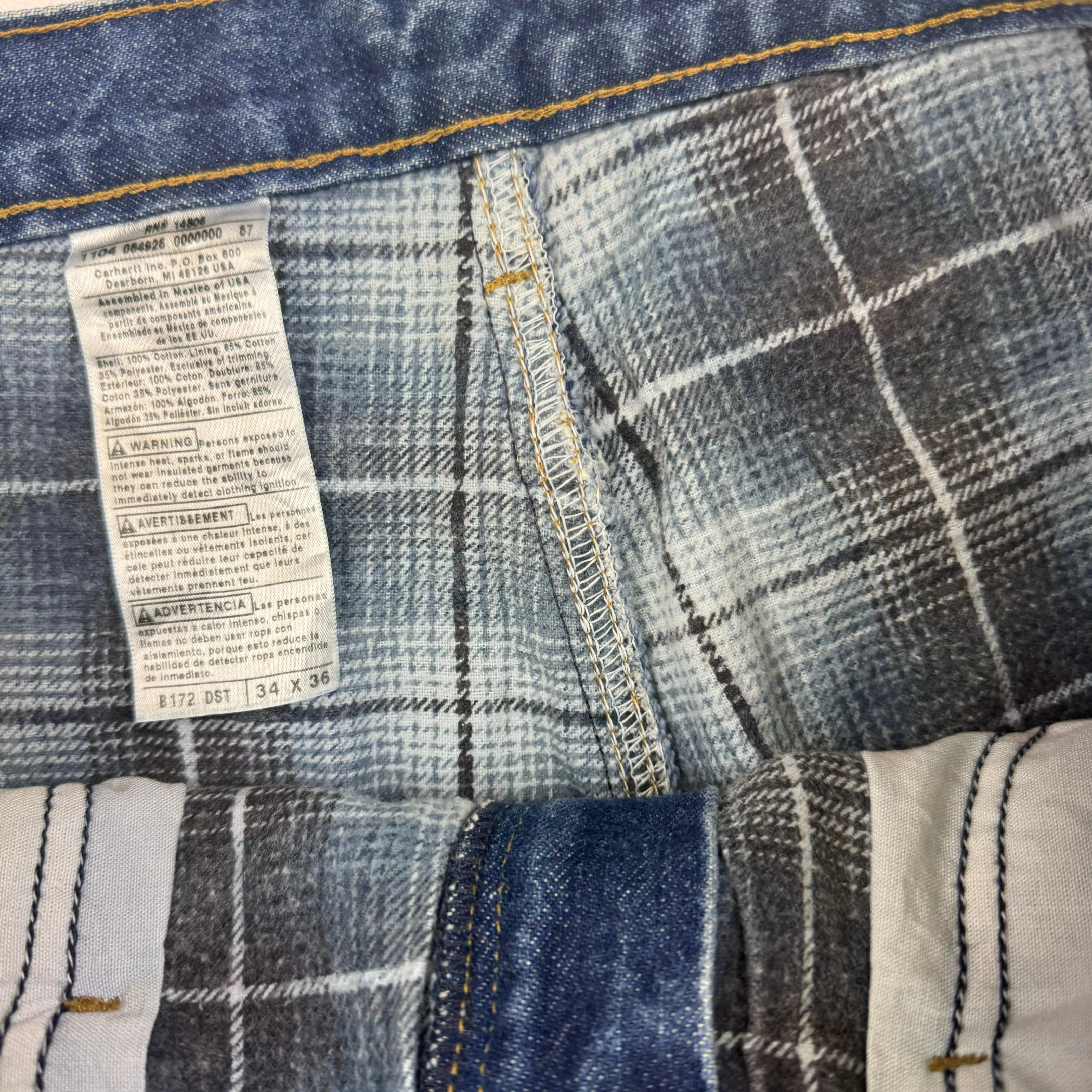 Carhartt Flannel Lined Denim Trousers Blue