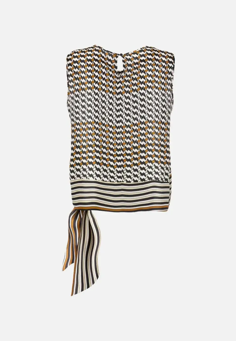 CATNOIR Brown Print Tie Top