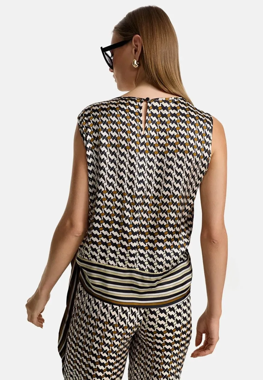 CATNOIR Brown Print Tie Top