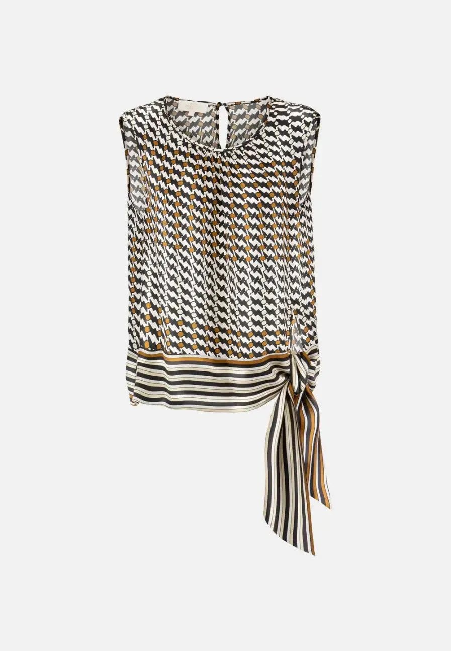 CATNOIR Brown Print Tie Top