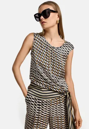 CATNOIR Brown Print Tie Top