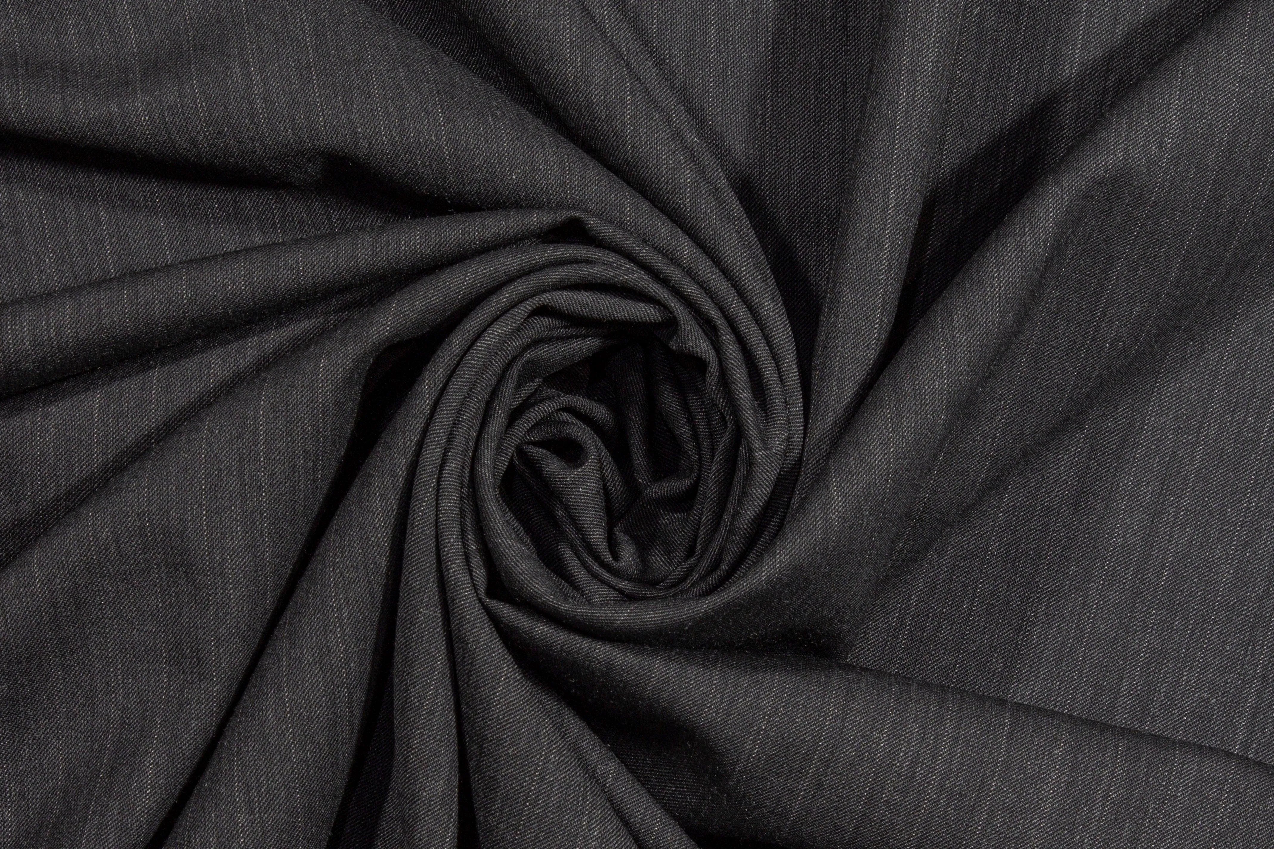 Charcoal Gray Pin Striped Wool Suiting