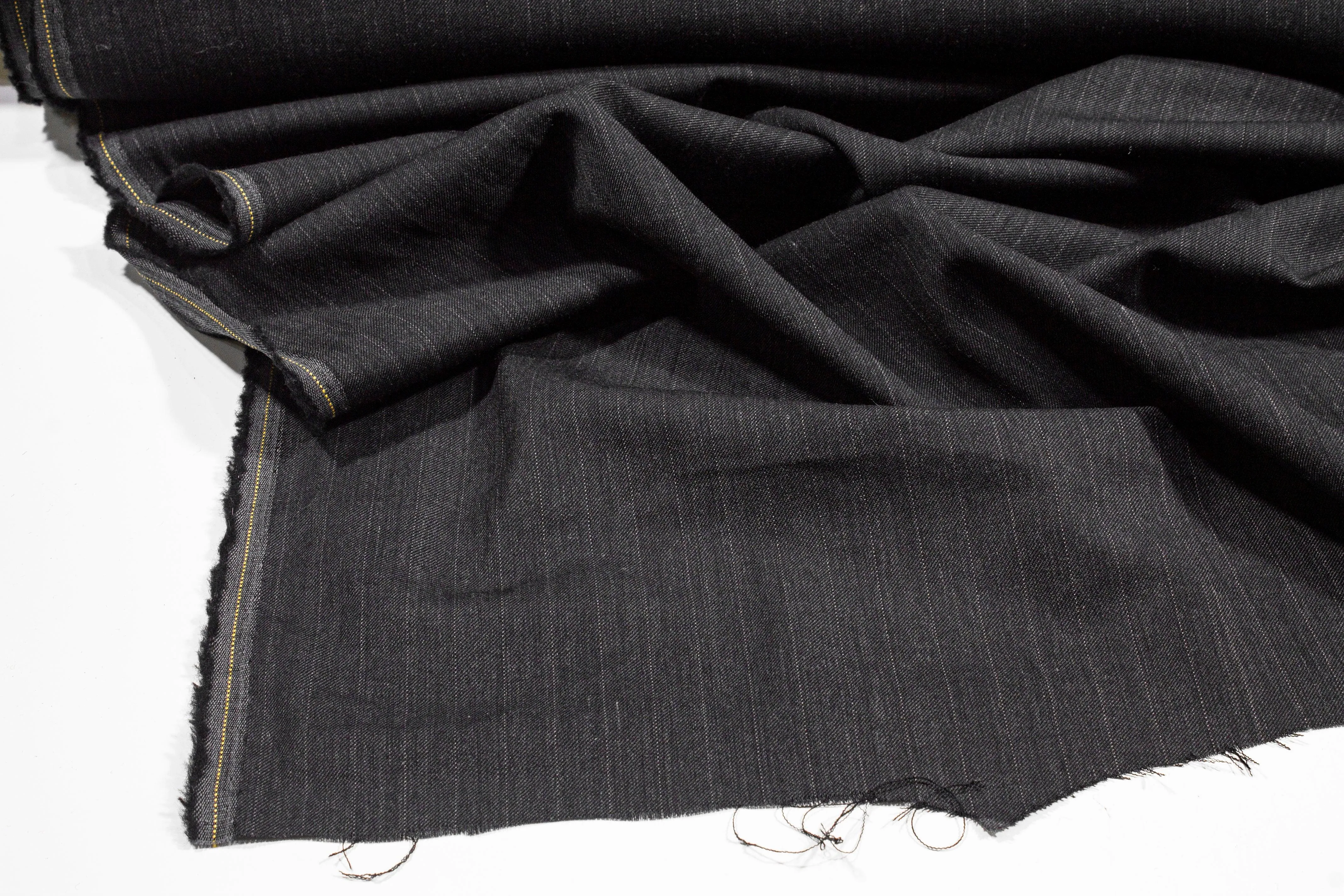 Charcoal Gray Pin Striped Wool Suiting