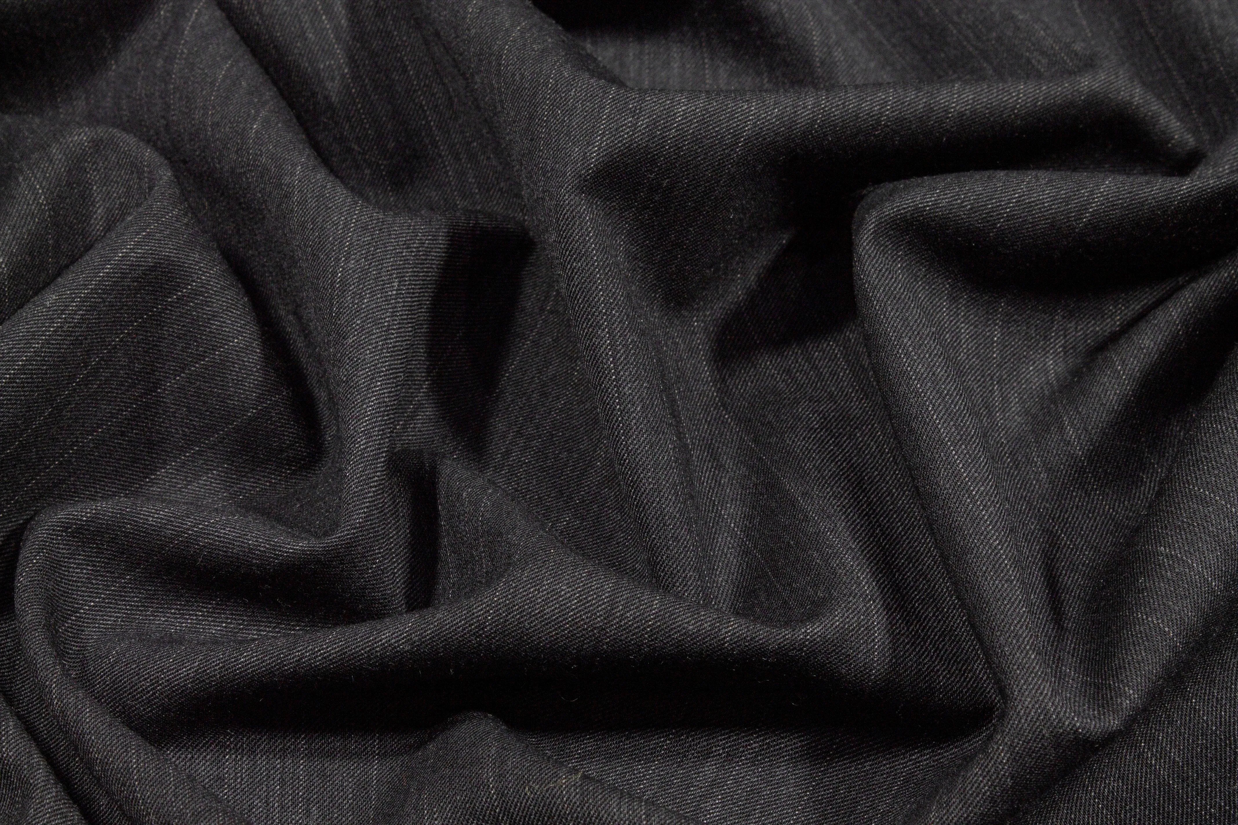 Charcoal Gray Pin Striped Wool Suiting