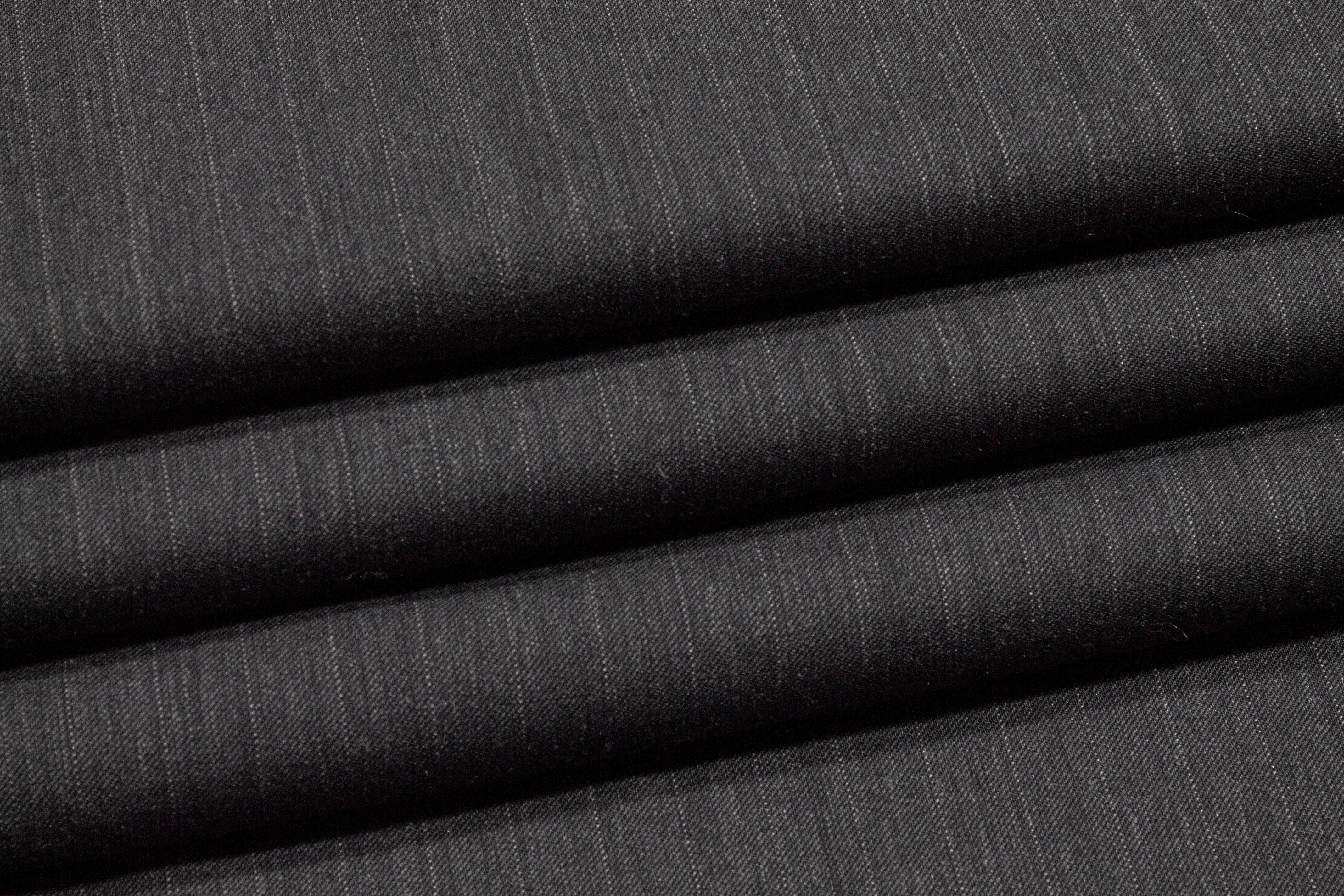 Charcoal Gray Pin Striped Wool Suiting