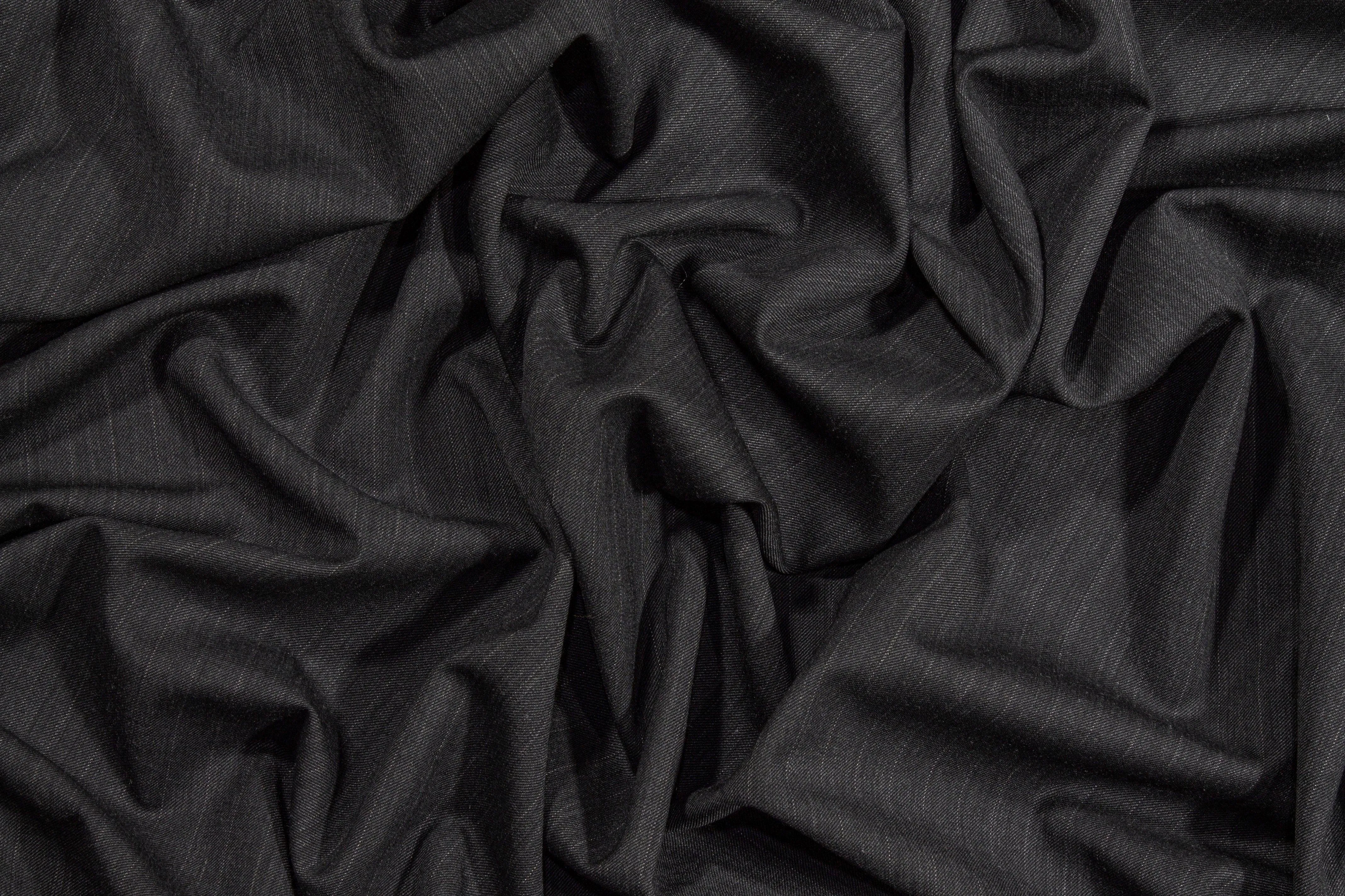 Charcoal Gray Pin Striped Wool Suiting