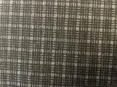 Charcoal Grey Checkered Line Printed Poly Double Knit