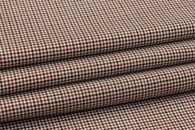 Checked Italian Wool Suiting - Maroon, Black, Brown, White