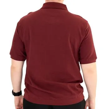 Classics by Palmland Short Sleeve 3 Button Banded Bottom Knit Collar 6070-100BT-Burgundy