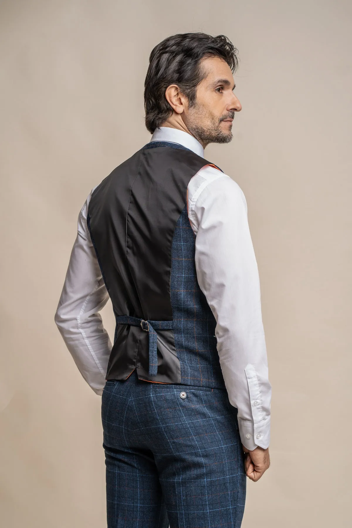 Cody Blue Check Waistcoat