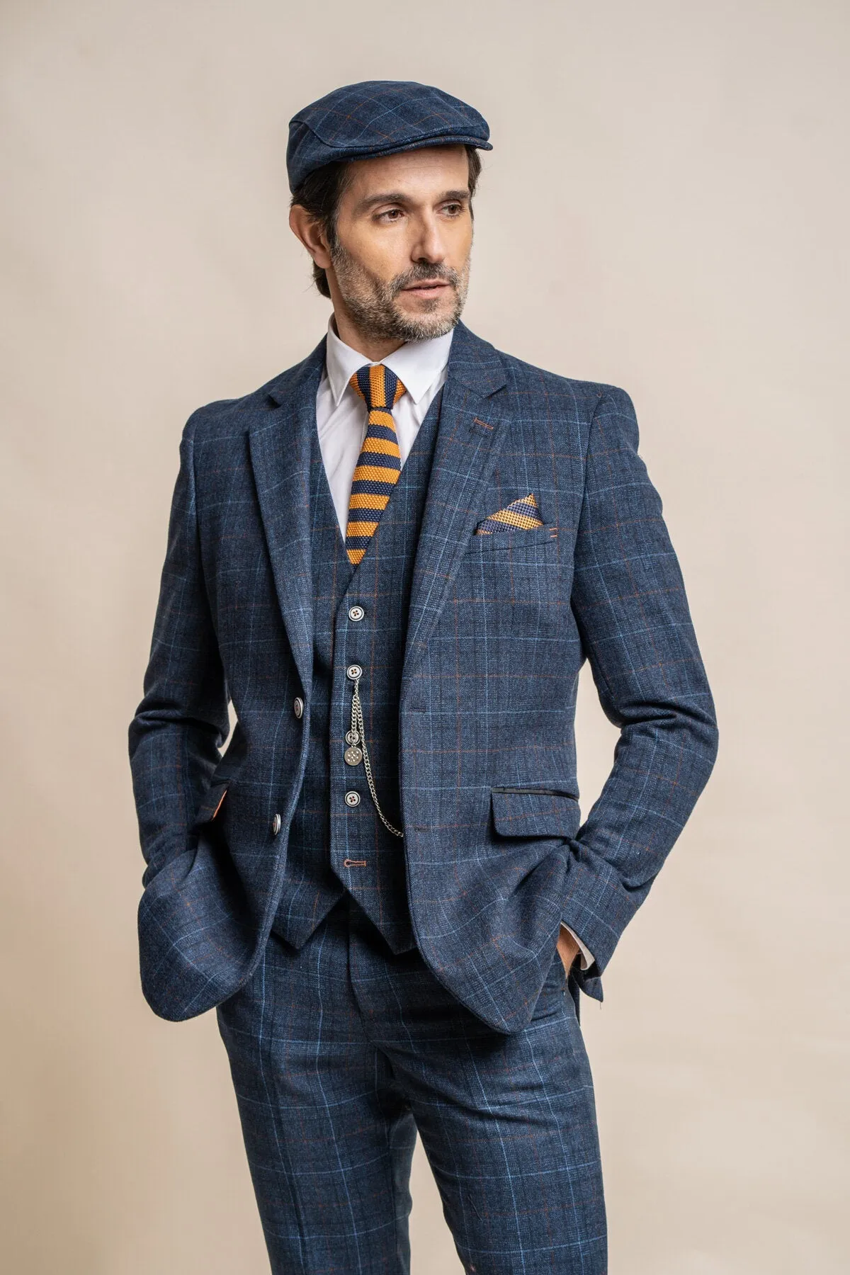 Cody Blue Check Waistcoat