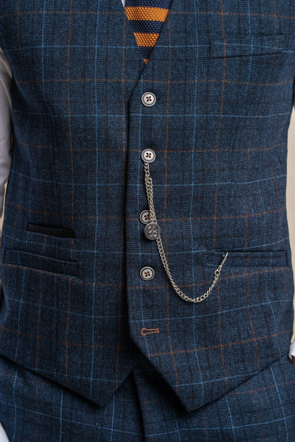 Cody Blue Check Waistcoat