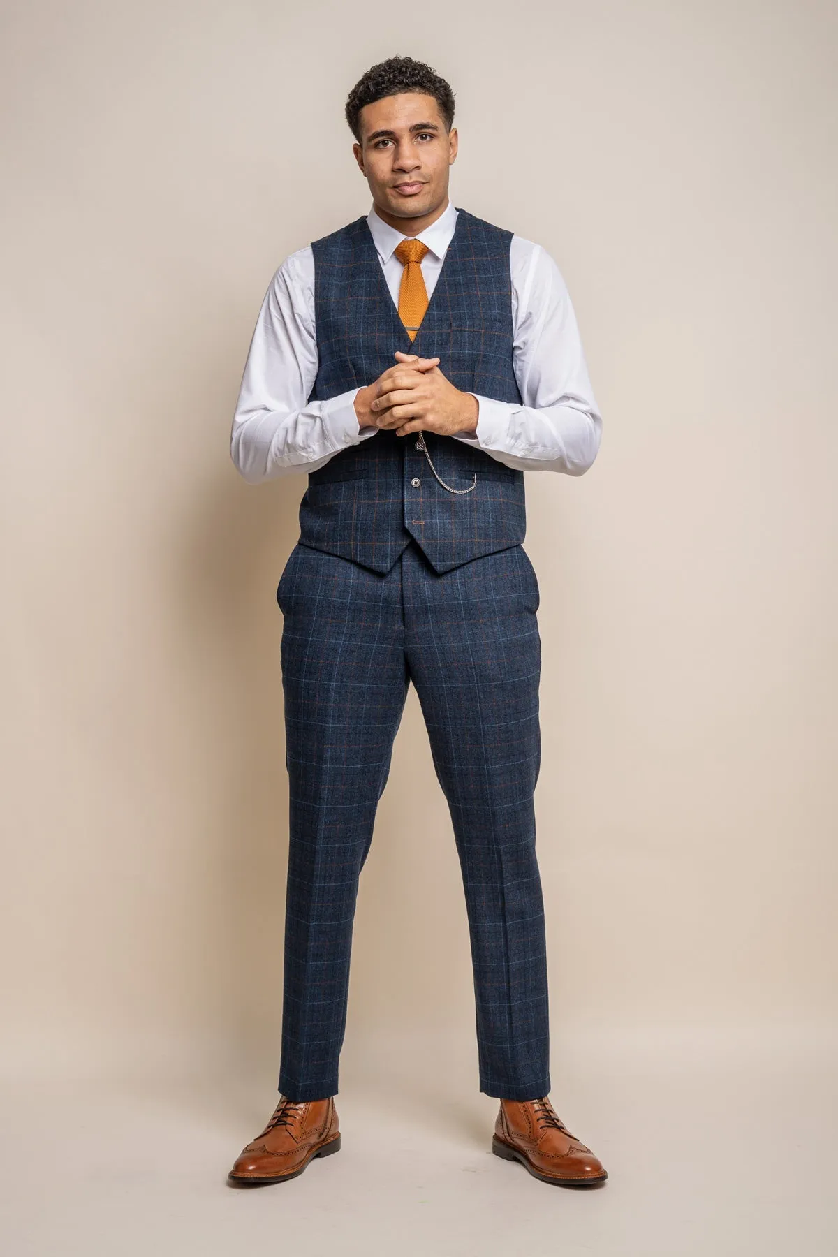 Cody Blue Check Waistcoat