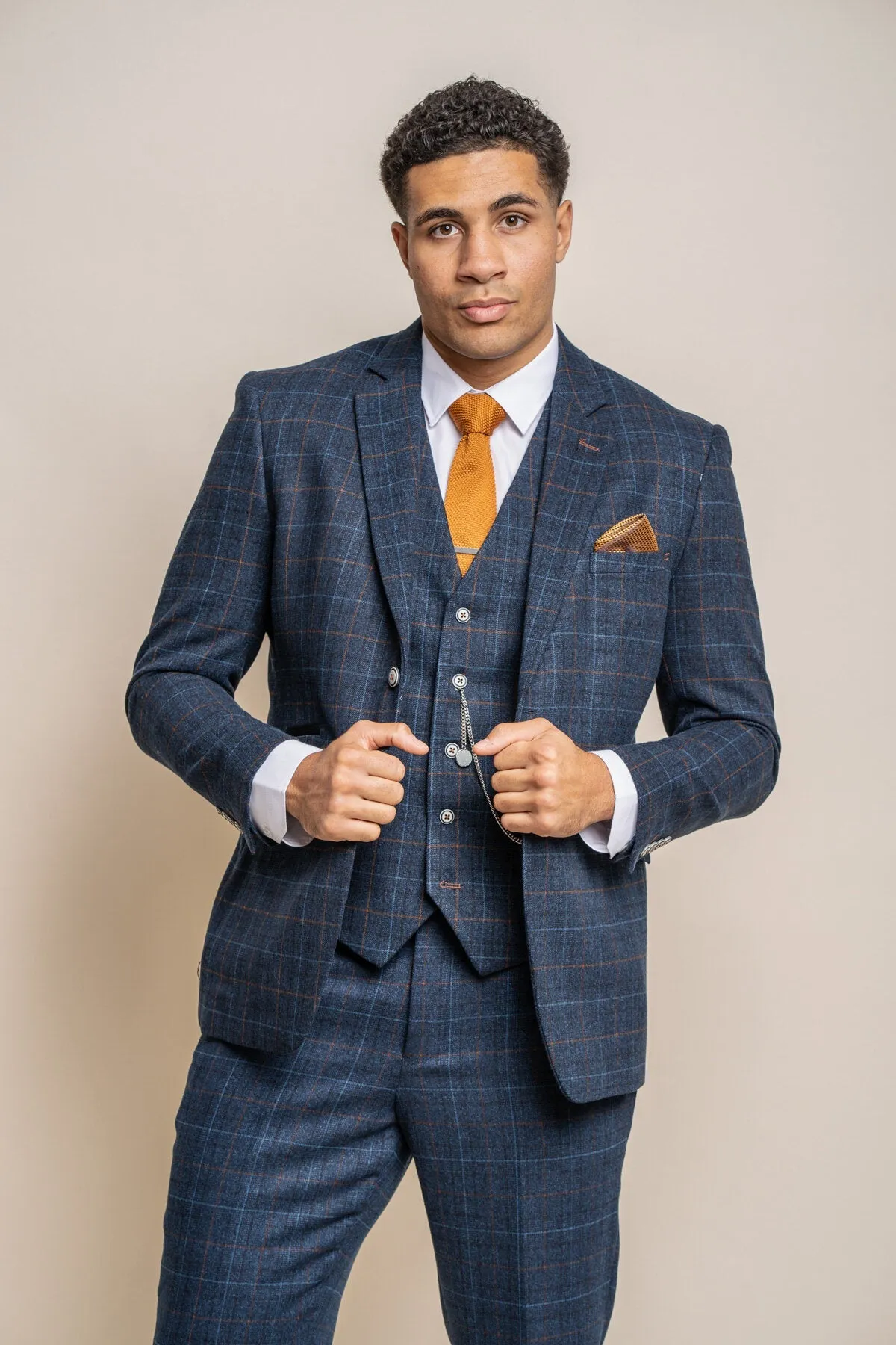 Cody Blue Check Waistcoat
