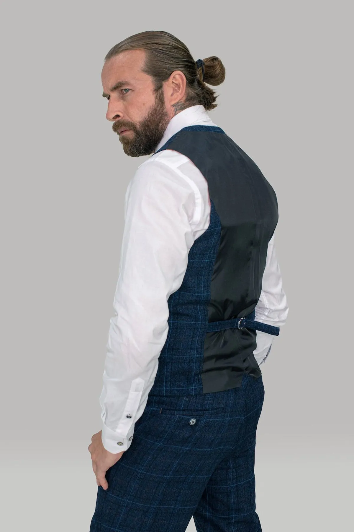 Cody Blue Check Waistcoat