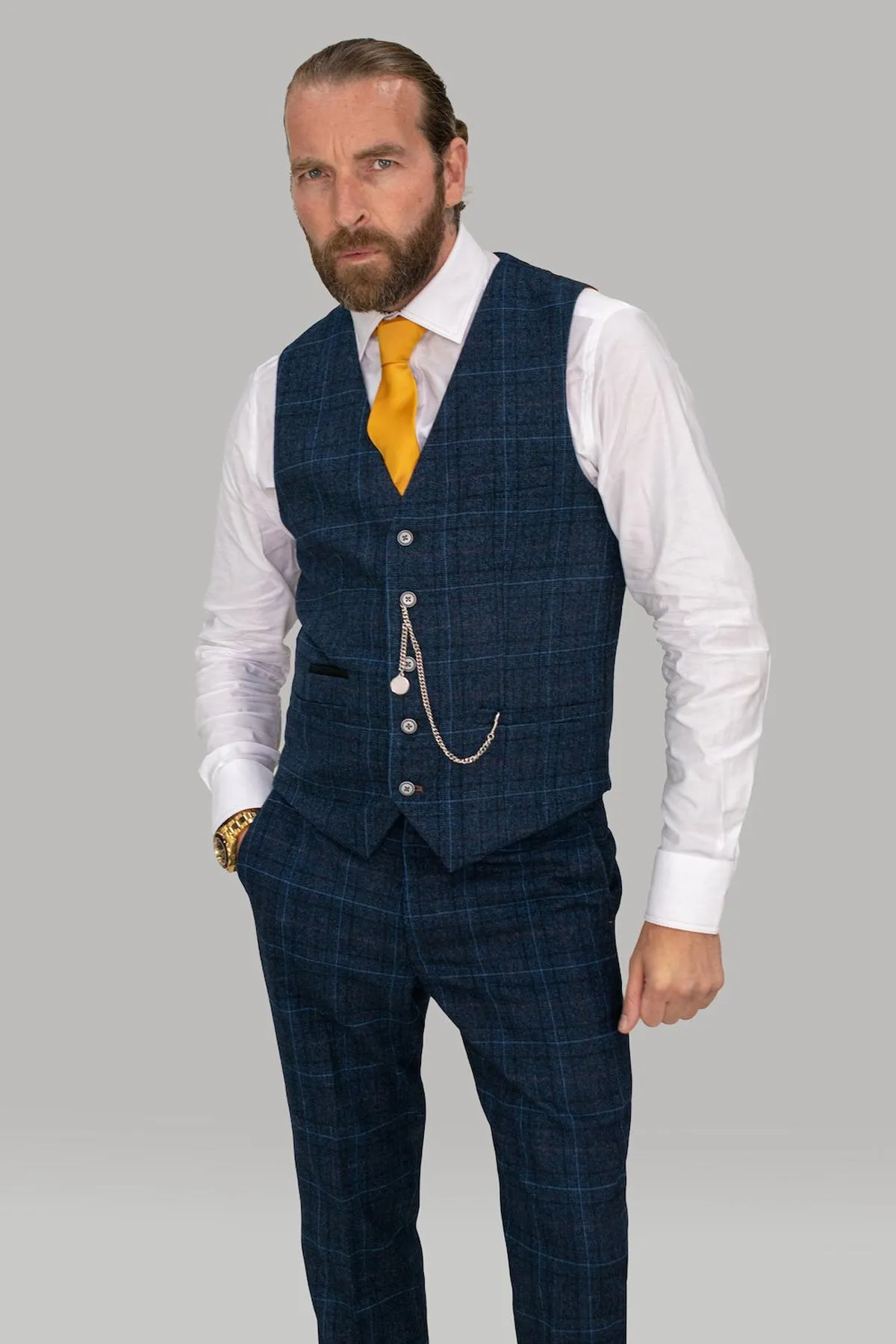 Cody Blue Check Waistcoat