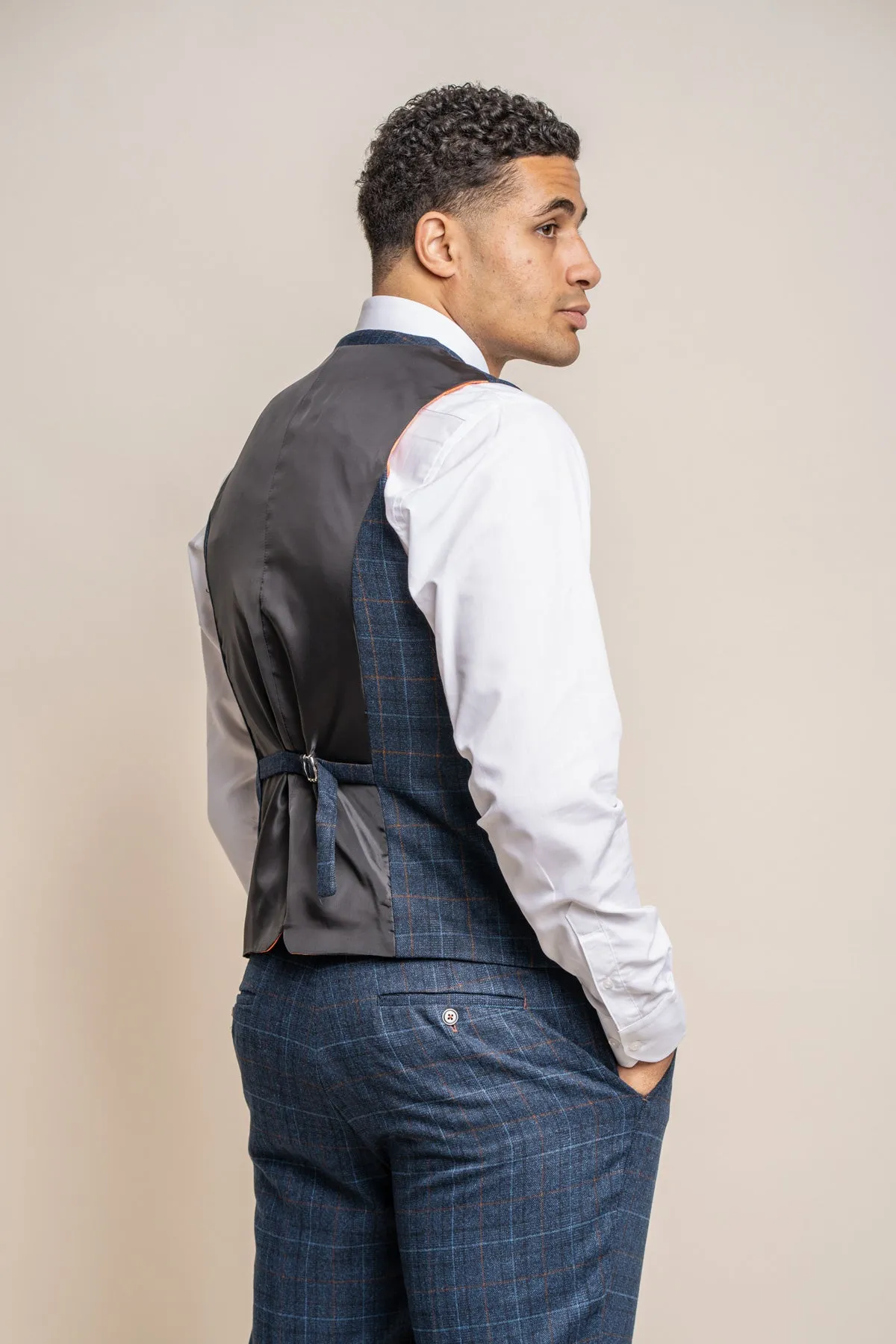 Cody Blue Check Waistcoat