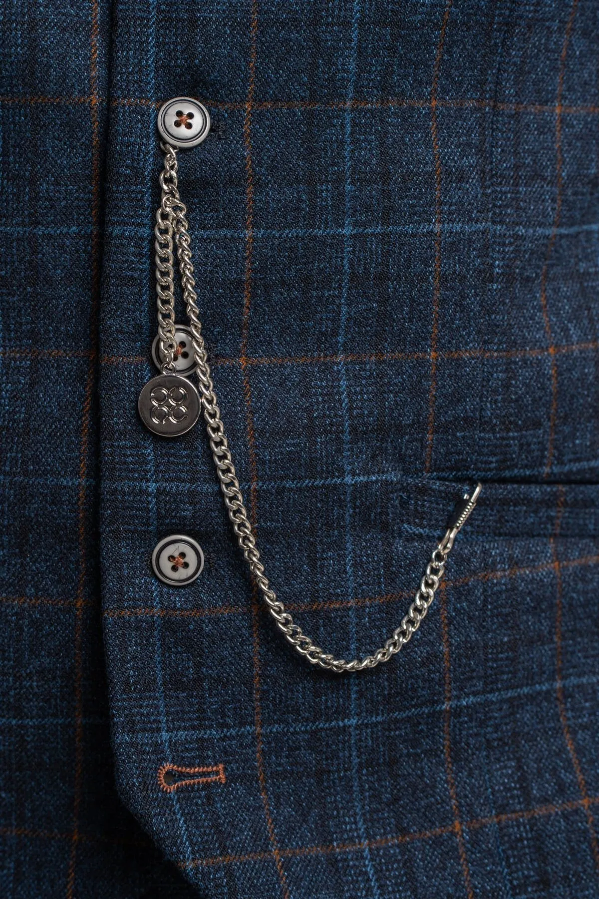 Cody Blue Check Waistcoat