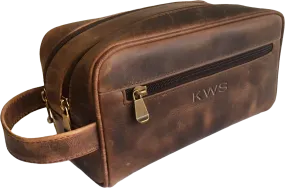 Columbian Distressed Leather Double Zip Shave Kit 771-20904