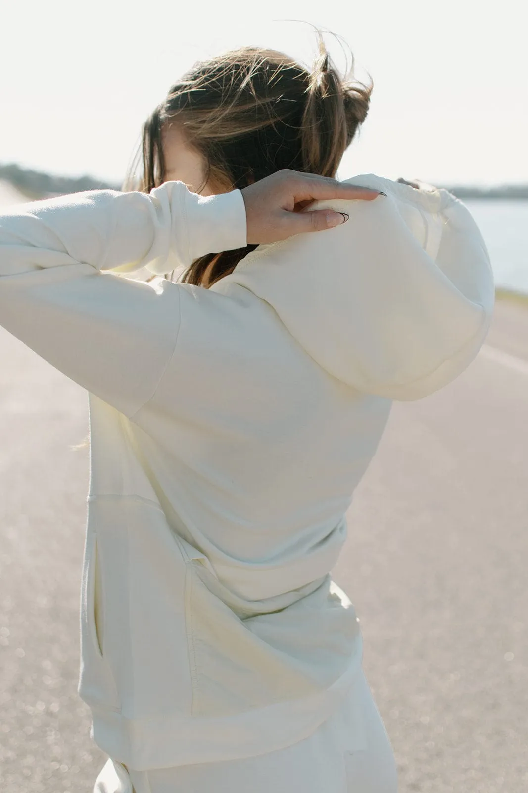 Cream Hood Jacket With Back Pocket