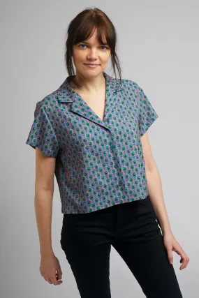 Cropped Cuban Collar Shirt in Eye of Newt Print