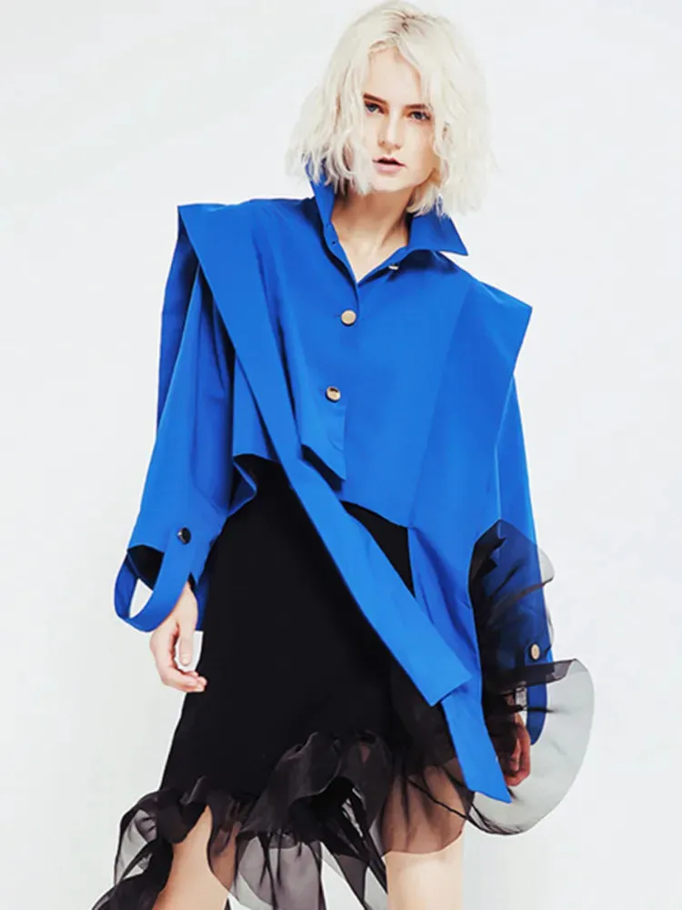 DEAT 2023 Autumn Women's Coat New Fashion Turn-down Collar Solid