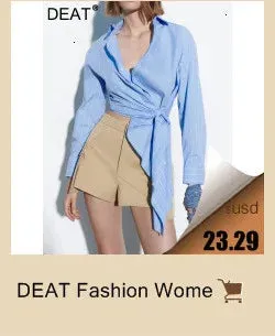DEAT 2023 Autumn Women's Coat New Fashion Turn-down Collar Solid