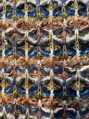 Designer Knitted Wool Blend Boucle - Brown / Gray / Turquoise