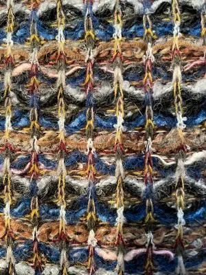 Designer Knitted Wool Blend Boucle - Brown / Gray / Turquoise
