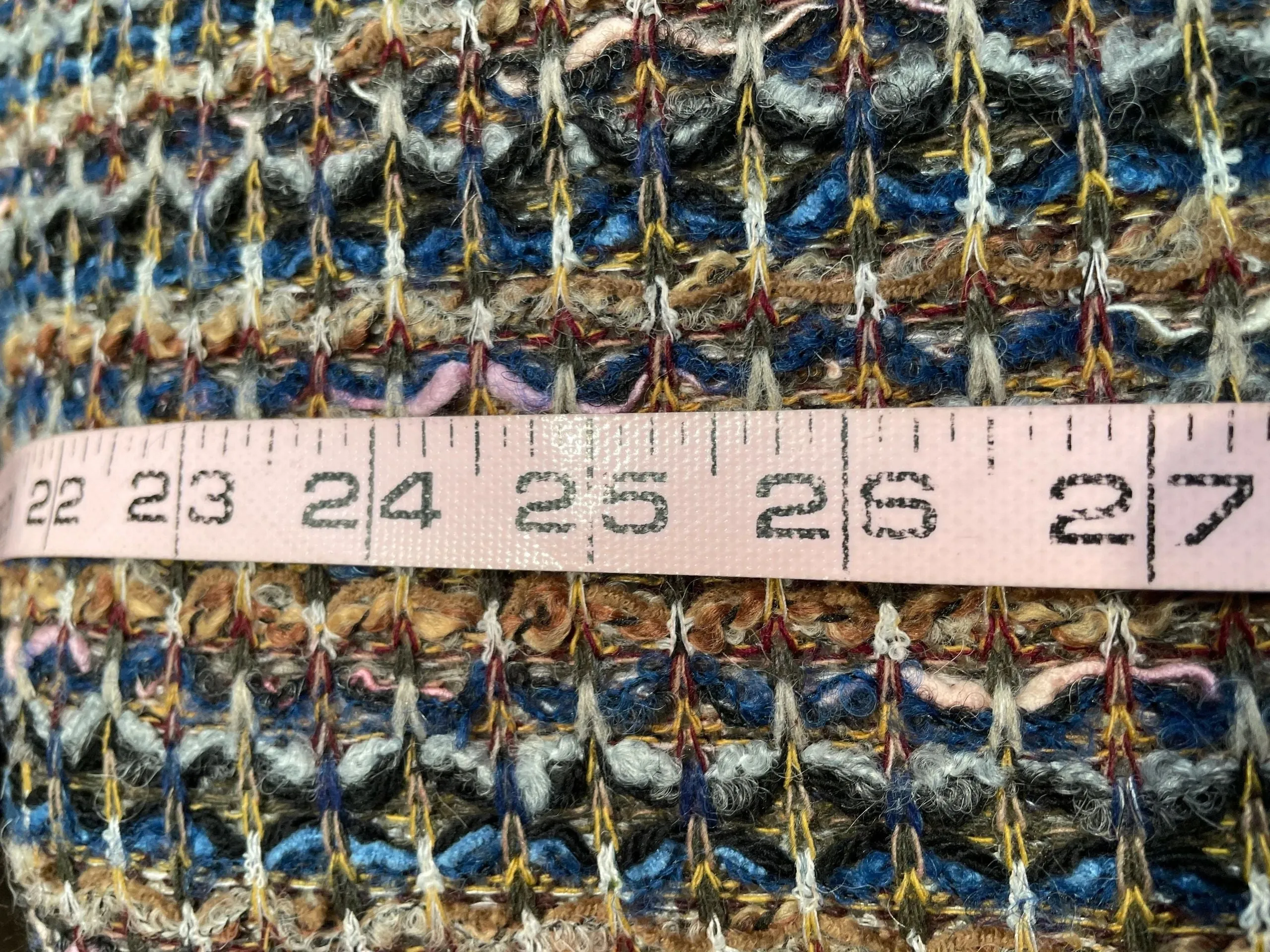 Designer Knitted Wool Blend Boucle - Brown / Gray / Turquoise