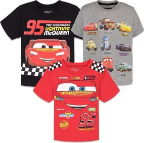 Disney Cars Lightning McQueen 3 Pack Graphic Short Sleeve T-Shirt