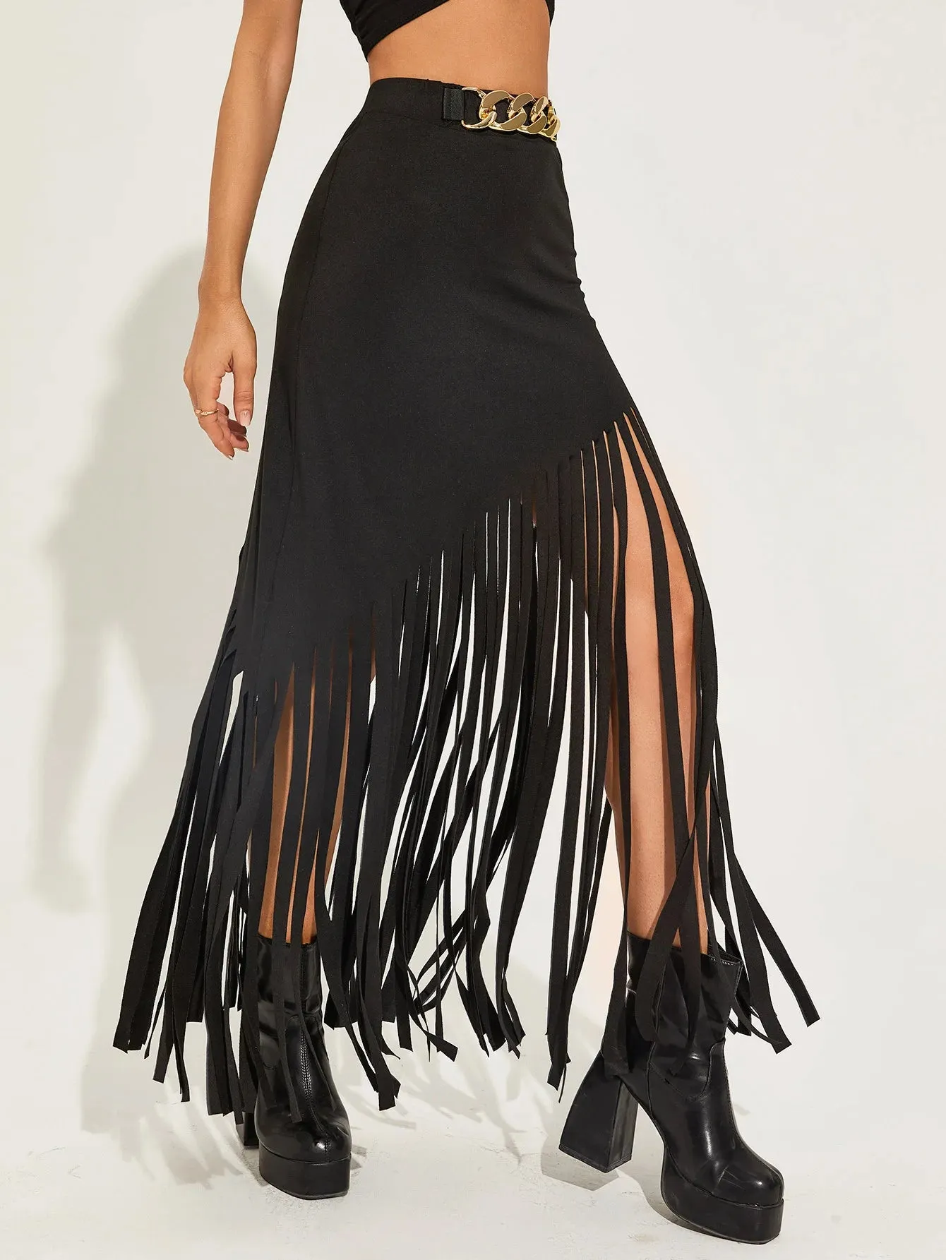 Elastic Waist Maxi Goth Punk Skirts