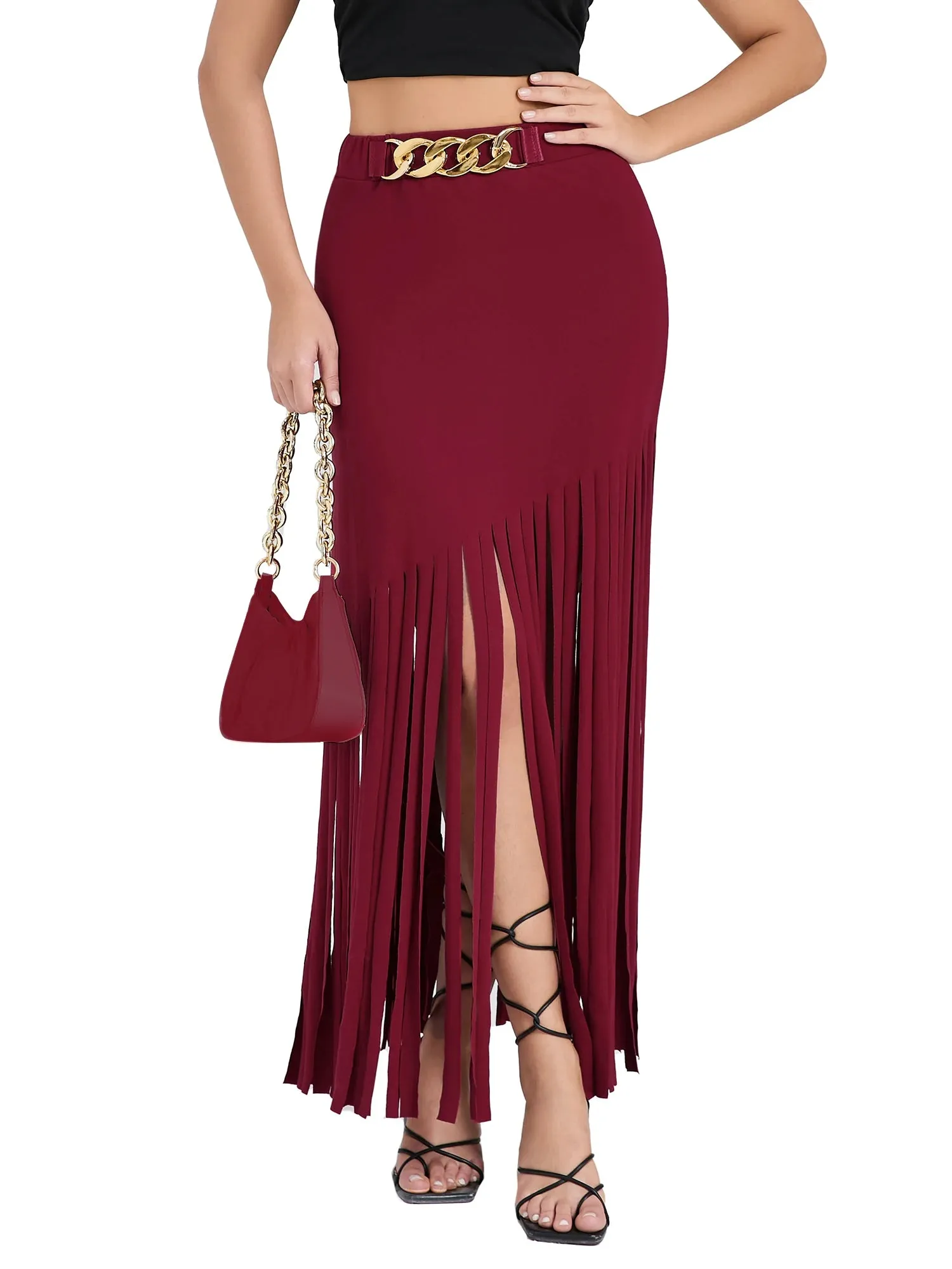 Elastic Waist Maxi Goth Punk Skirts